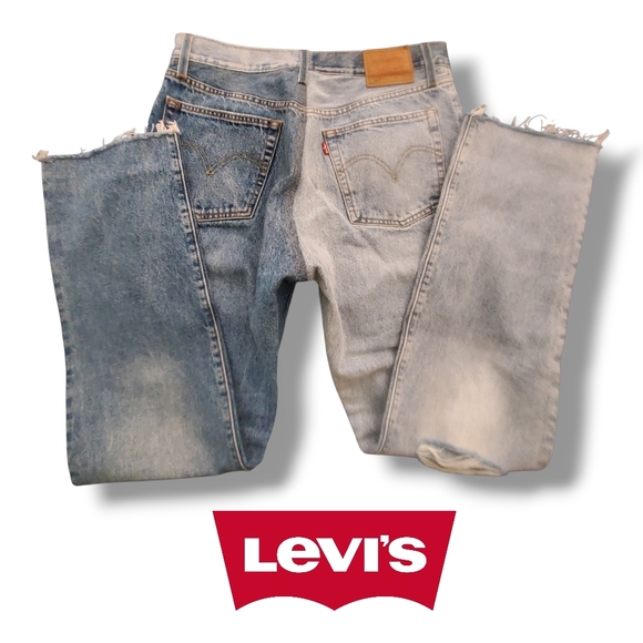 Levi's Premium 501 Two-Tone Straight-Leg Jeans Distressed Denim Blue Jeans 30x30 - Picture 8 of 17